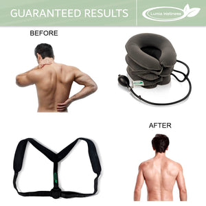 Lumia Wellness Posture Revival Kit | Inflatable & Adjustable Cervical Neck Traction Device + Posture Corrector Bundle